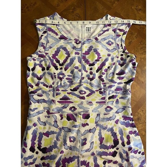 Title Nine Dream Dress Fit and Flare Size S Stretch Abstract Purple White Blue - Picture 5 of 8